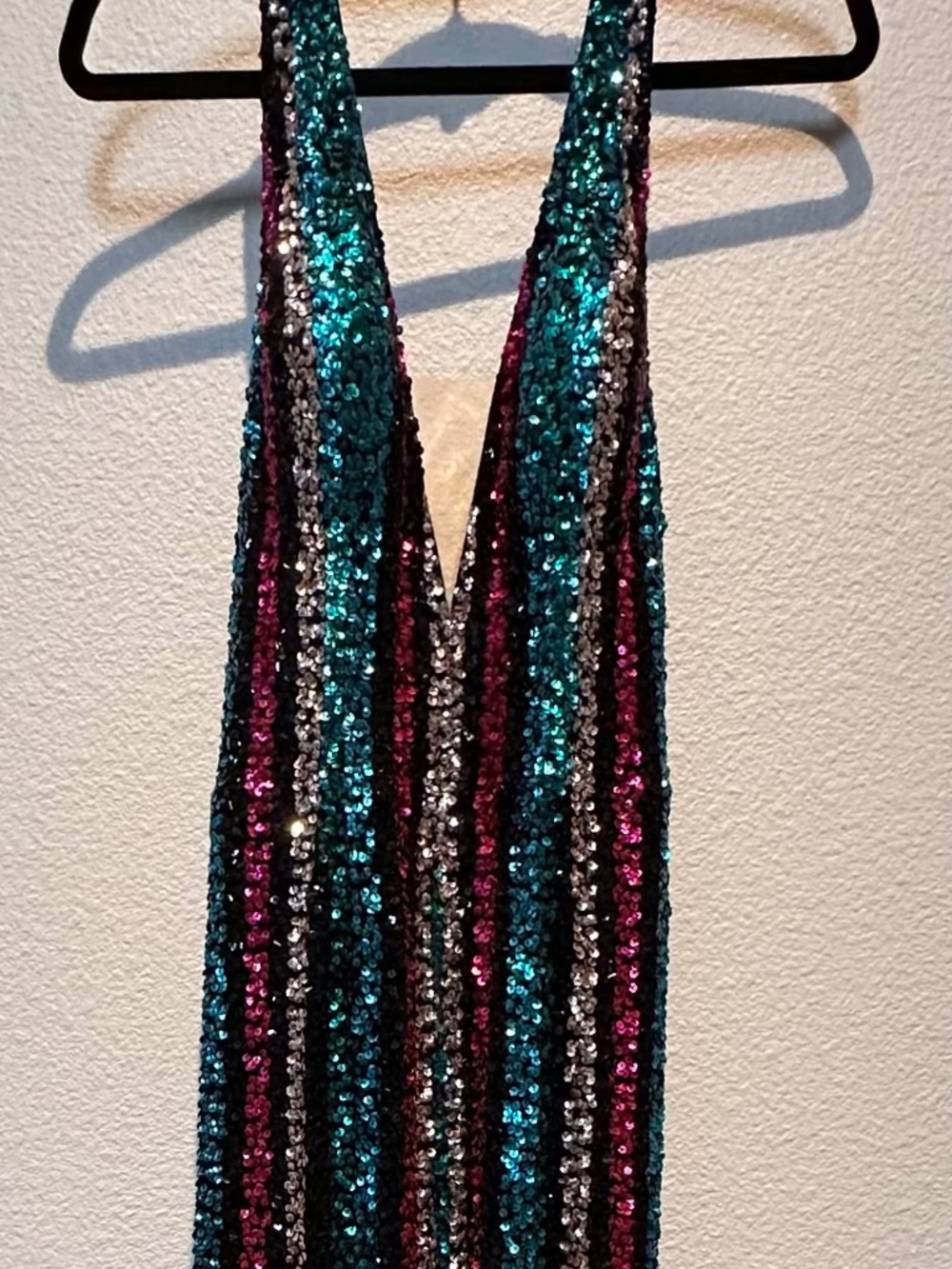 ASHLEYlauren 1616 Striped Sequin Halter Jumpsuit Pageant Prom Size 8